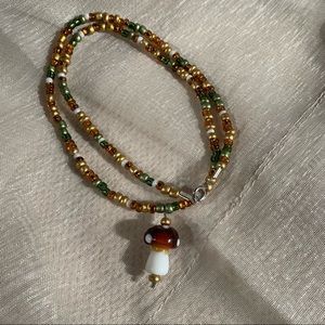 Mushroom Charm Beaded Necklace